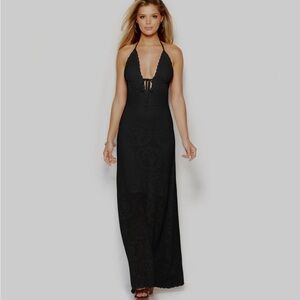 NWT Guess Black Crochet Halter Maxi Dress S
